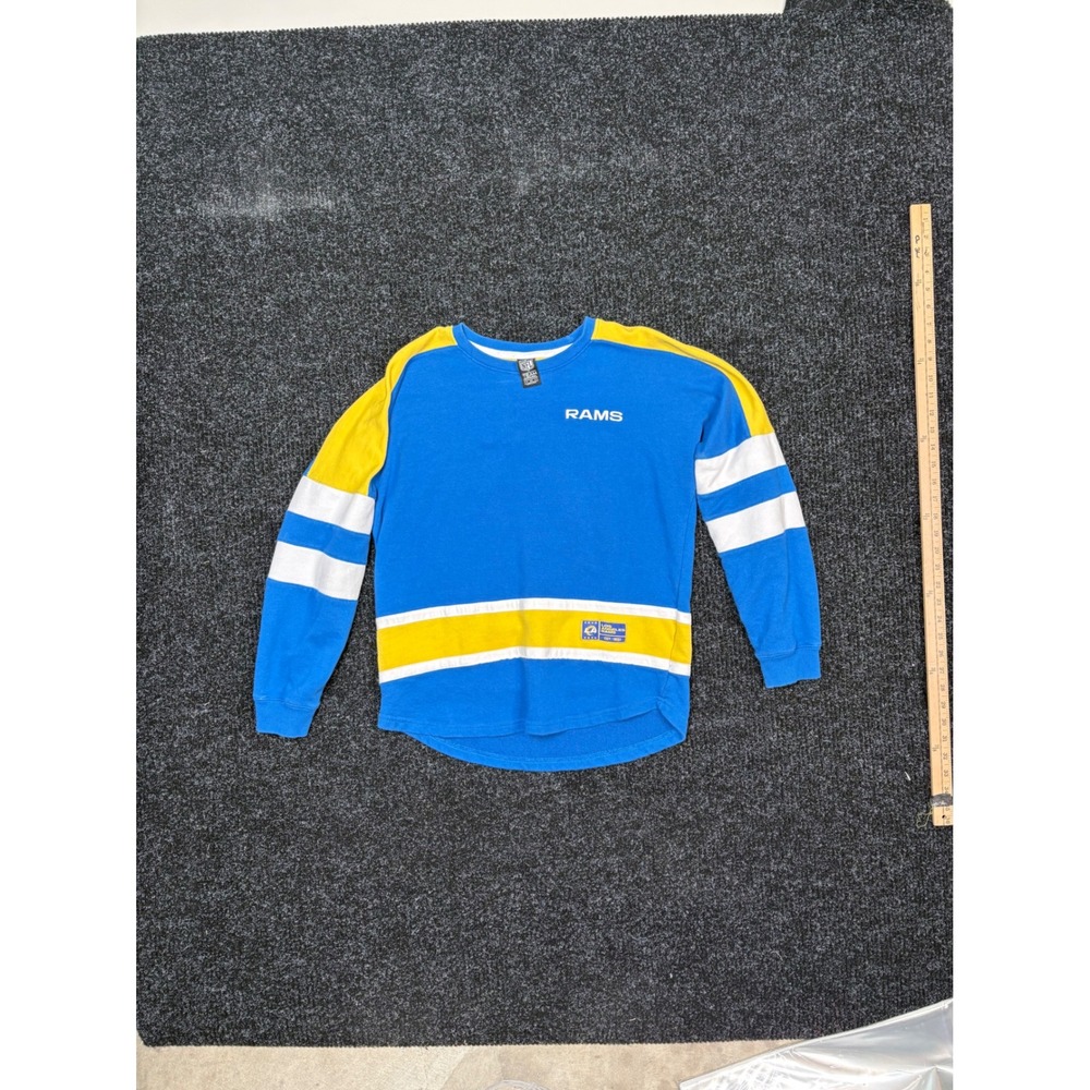 NFL Team Apparel Los Angeles Rams Blue Yellow Long Sleeve Shirt Mens Medium